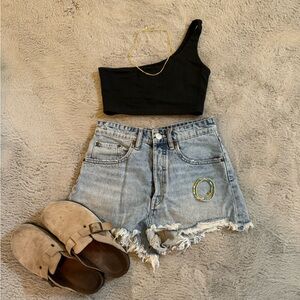 Light wash Zara shorts. Super cute just do not fit me anymore. Worn a few times.